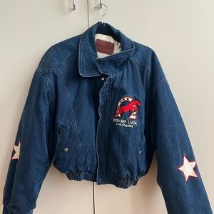Wish me luck denim bomber